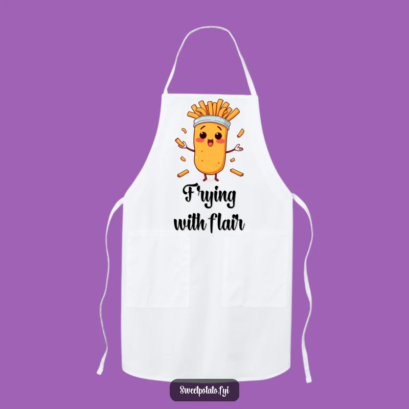 Funny Surprised Sweet Potato Fries Juggling Apron – Kitchen Humor Gift