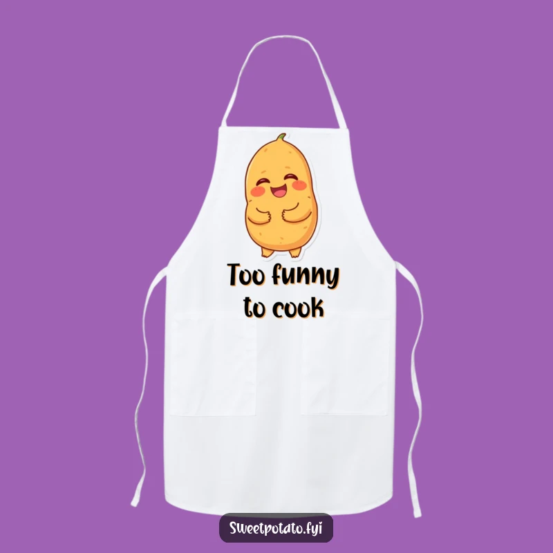 Funny Giggling Sweet Potato Apron - Laughing Cartoon Tuber for Kitchen Fun