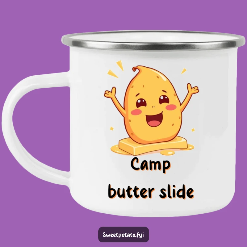 Funny Excited Sweet Potato Butter Slide Camping Mug – Adventure Fuel Gift