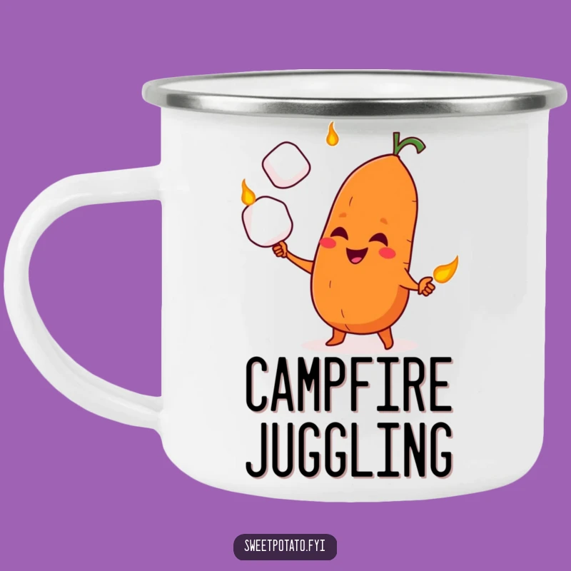 Funny Sweet Potato Marshmallow Juggler Camping Mug - Campfire Fun