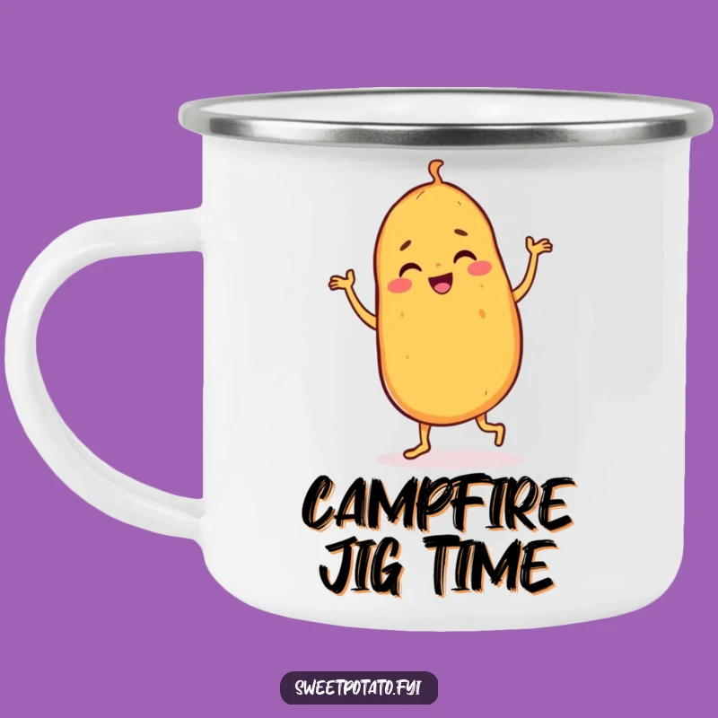 Funny Dancing Sweet Potato Camping Mug: Rugged Joyful Character, Outdoor Funny Gift