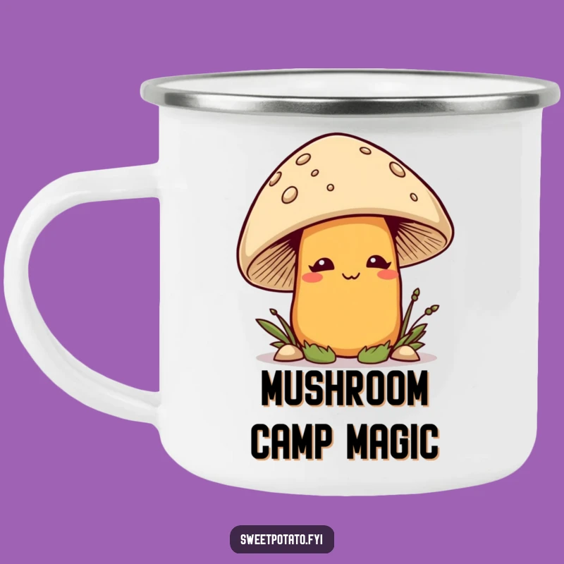Funny Smirking Sweet Potato Mushroom Camping Mug - Durable & Hilarious Outdoor Drinkware