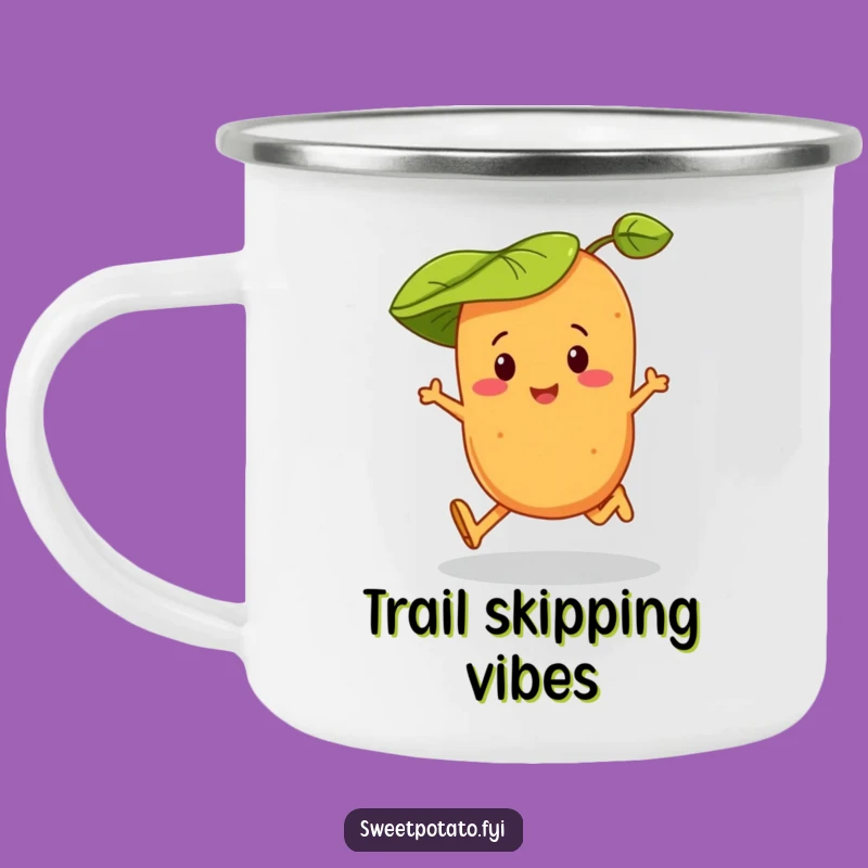 Funny Sweet Potato Skipping Camping Mug - Leaf Hat Adventure, Spud Gift!