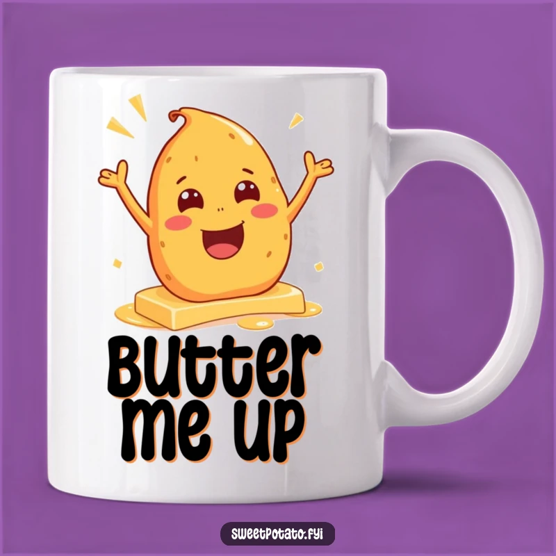 Funny Excited Sweet Potato Butter Slide Mug - Slippery Fun Gift Idea