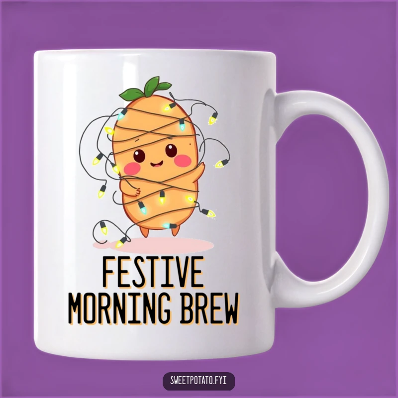 Funny Sweet Potato Lights Mug: Tangled Spud Design, Perfect Cozy Funny Gift