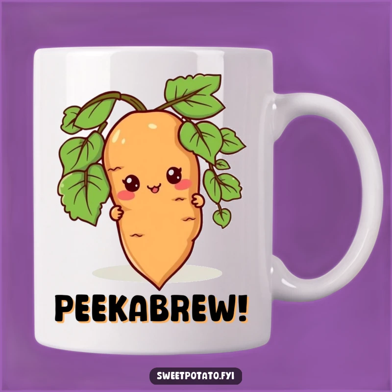 Funny Peeking Sweet Potato Mug - Sneaky Veggie Humor for Your Cup!