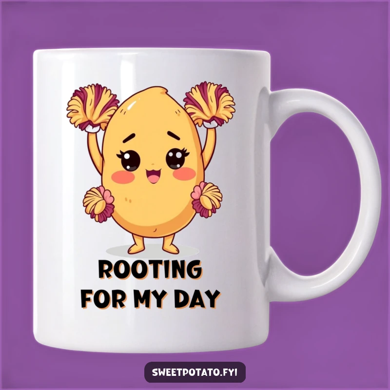 Funny Sweet Potato Cheerleader Mug: Determined Character, Energetic Funny Gift