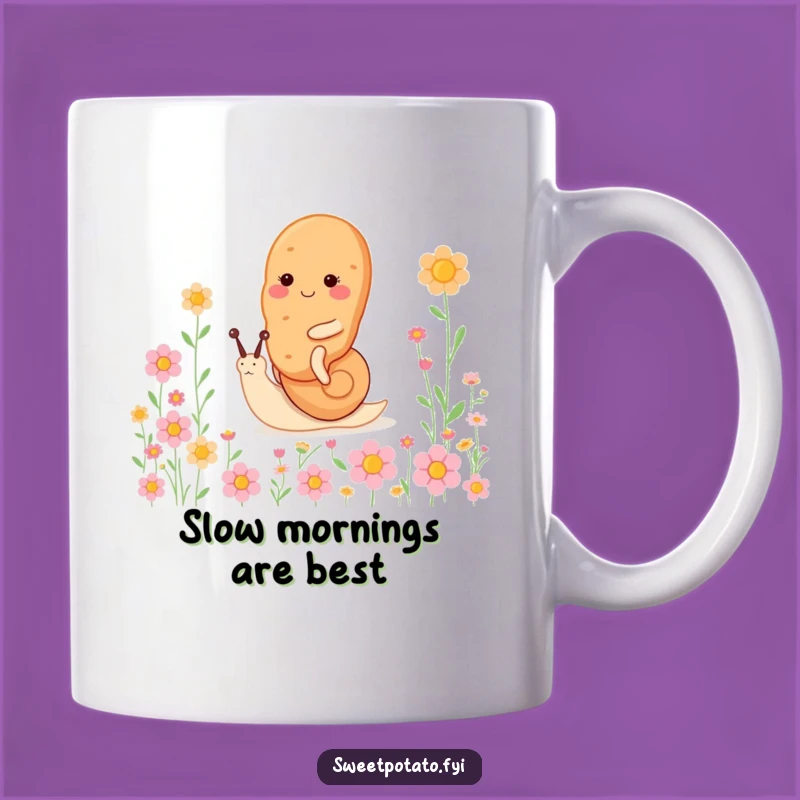 Funny Snail Ride Sweet Potato Mug: Happy Spud Flower Mug, Perfect Funny Gift