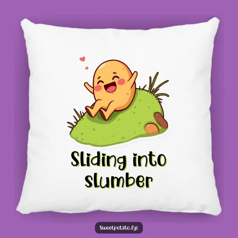 Funny Giggling Sweet Potato Hill Slide Pillow - Soft & Comical Veggie Accent