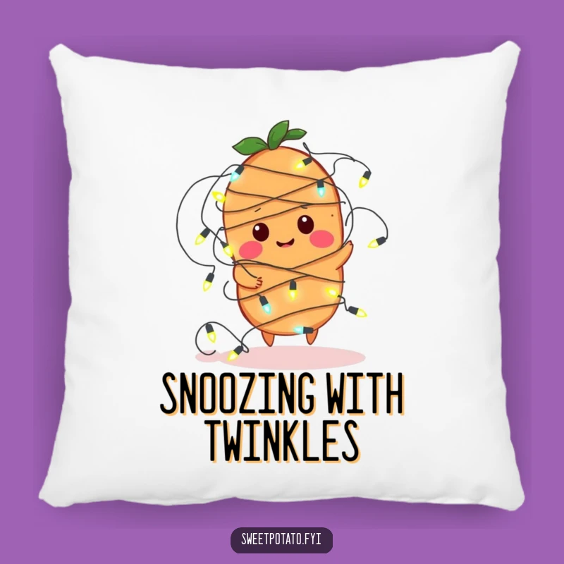 Funny Sweet Potato Lights Pillow: Cozy Tangled Spud Cushion, Perfect Funny Gift