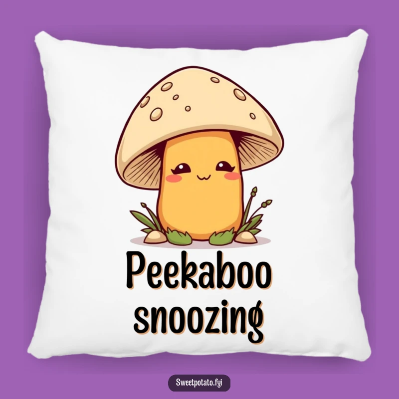 Funny Smirking Sweet Potato Mushroom Pillow - Soft & Comical Veggie Accent