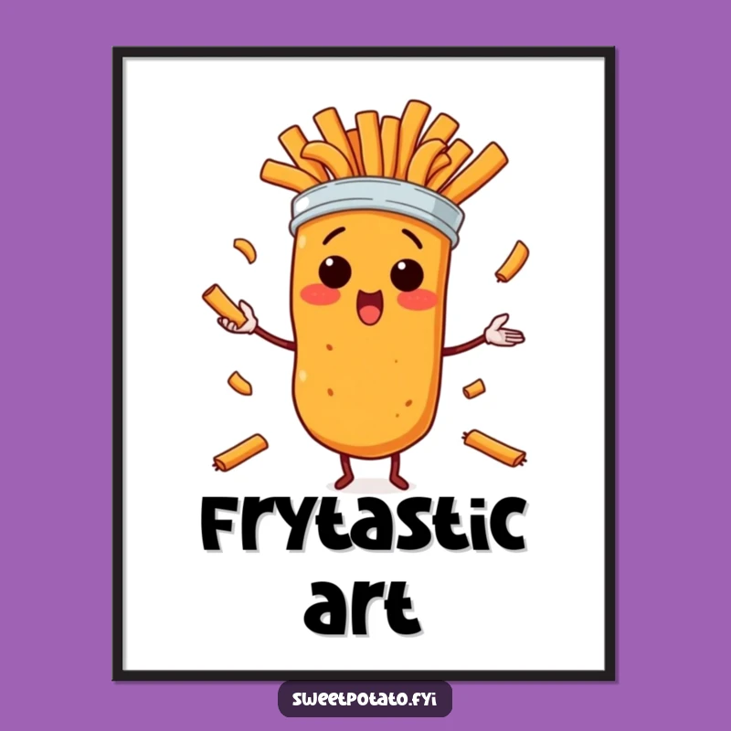 Funny Surprised Sweet Potato Fries Juggling Digital Art – Instant Comedic Decor