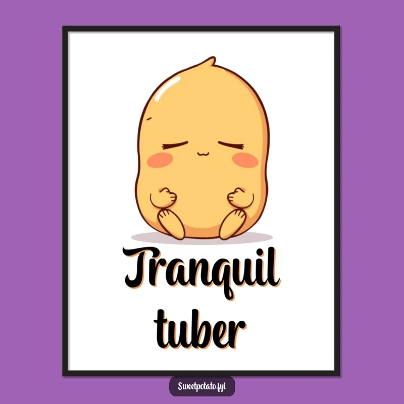 Funny Meditating Sweet Potato Digital Art: Peaceful Character, Instant Funny Gift
