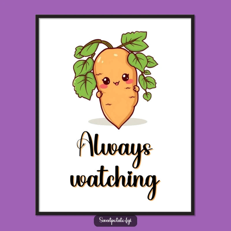 Funny Peeking Sweet Potato Digital Art - Instant Curious Decor!