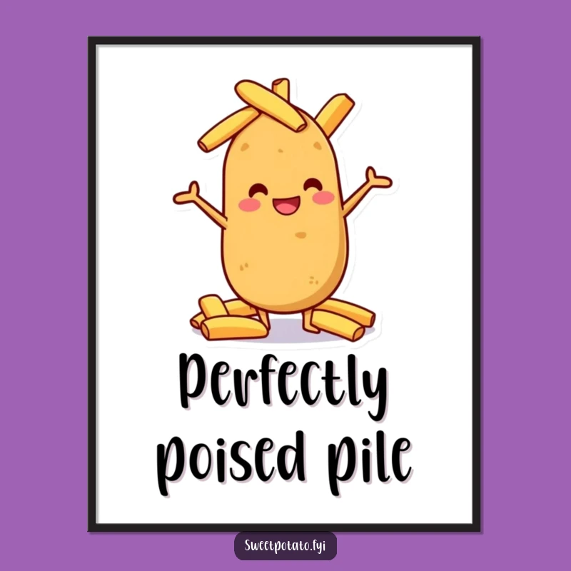 Funny Potato Wedge Digital Art: Instant Grinning Spud Balance Decor