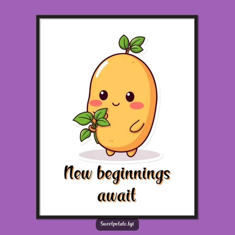 Funny Sprout Sweet Potato Digital Art - Instant Growth & Humor Decor!