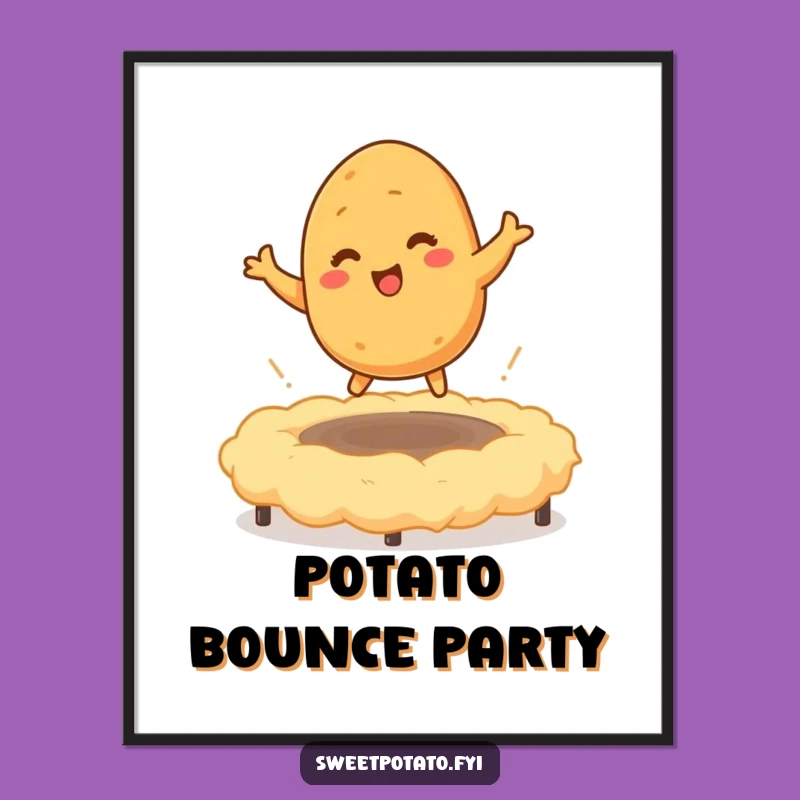 Funny Sweet Potato Bounce Digital Art: Tickled Character Decor, Instant Humorous Gift