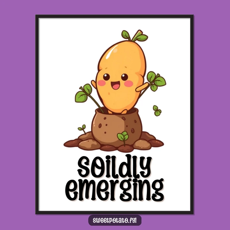 Funny Sweet Potato Burst Digital Art - Spud Emergence, Printable Gift!