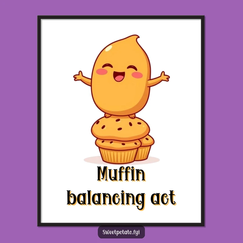 Funny Sweet Potato Digital Print: Instant Laughs with a Balancing Character