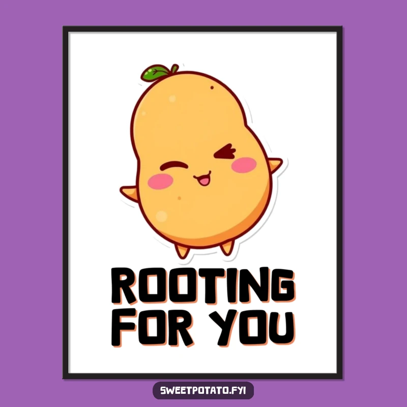Funny Winking Sweet Potato Digital Art - Instant Hilarious Wall Decor!