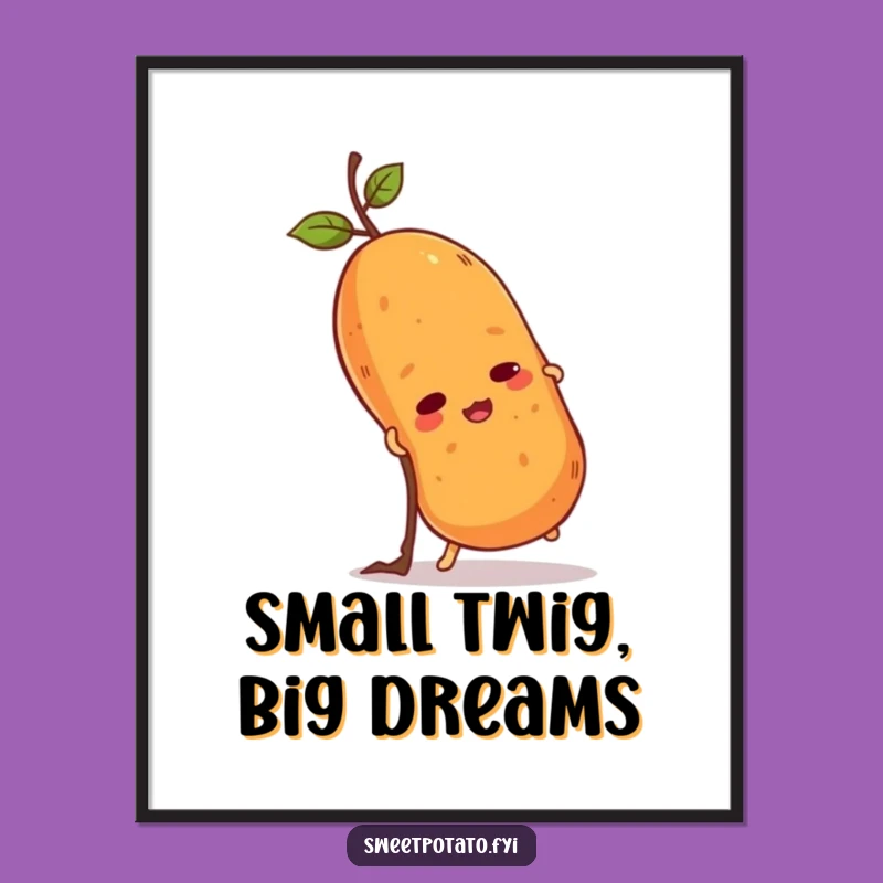 Funny Sweet Potato Climb Digital Art: Determined Spud Ascending Print, Gift