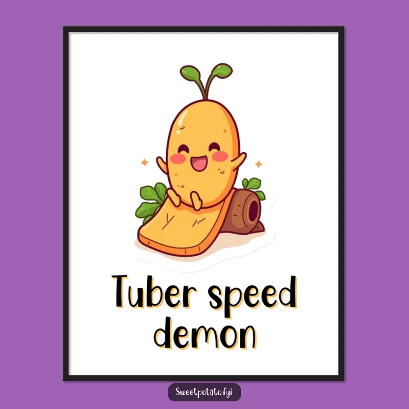 Funny Sweet Potato Yam Slide Digital Art - Instant Vegetable Adventure Decor Gift