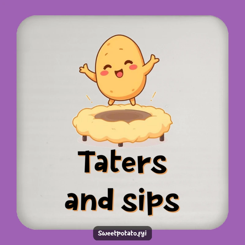 Funny Sweet Potato Bounce Drink Coaster: Character Table Protection, Humorous Gift