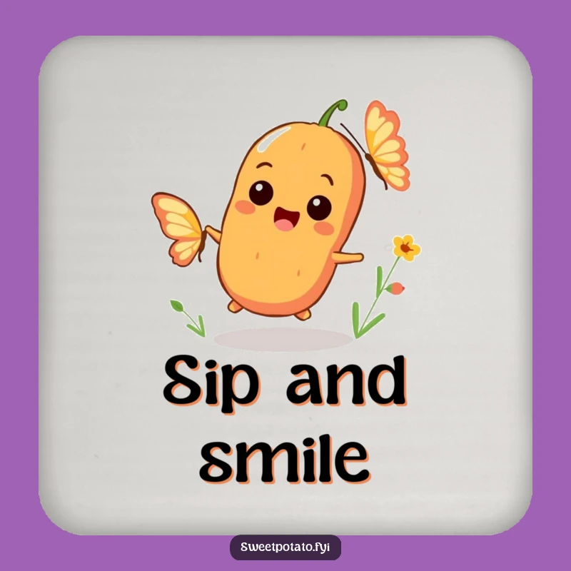 Funny Sweet Potato Coaster: Protect Surfaces With Butterfly Fun, Perfect Funny Gift!