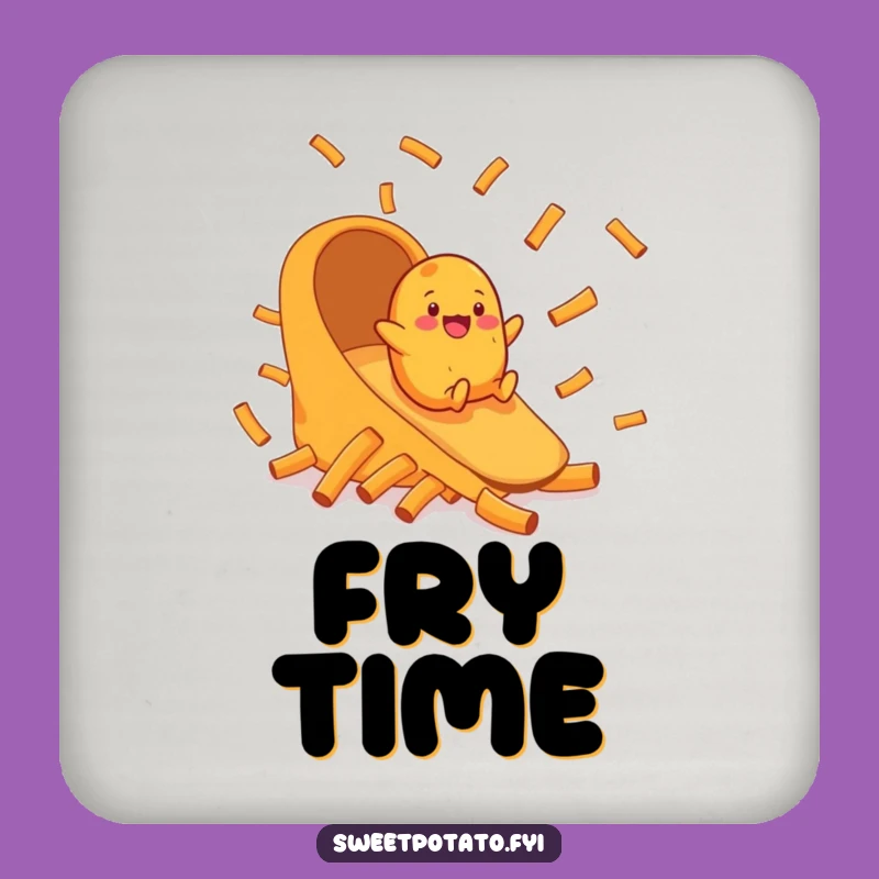 Funny Sweet Potato Fry Chute Coaster - Protect Surfaces with Fun
