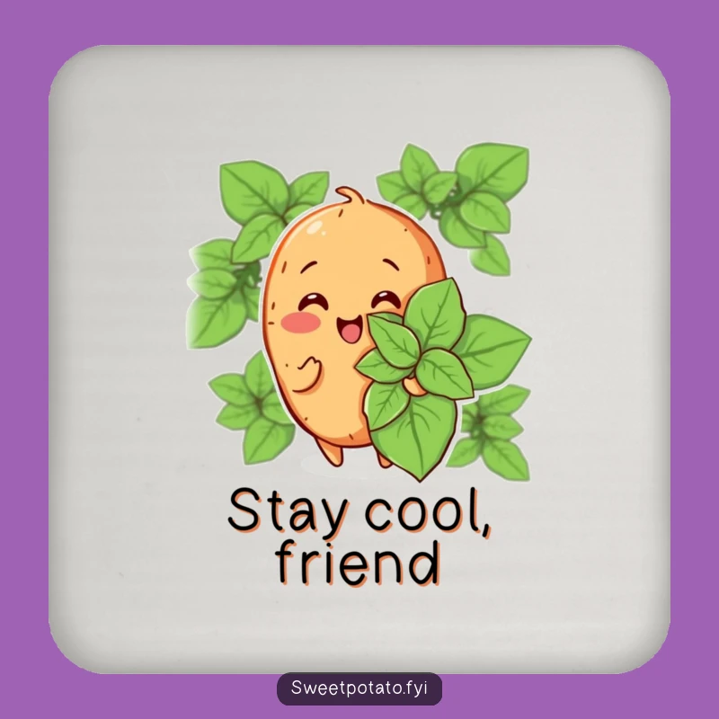 Funny Sweet Potato Mint Leaf Coaster: Protect Surfaces with Coolness, A Great Funny Gift