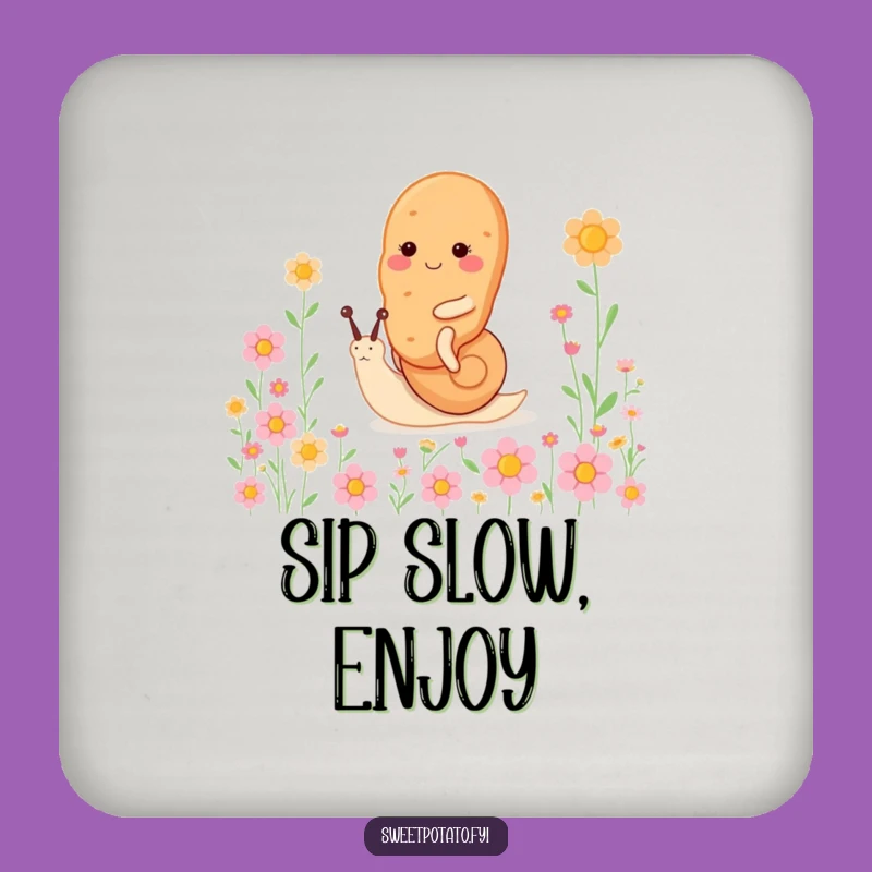 Funny Snail Ride Sweet Potato Coaster: Happy Spud Flower Drink Protector, A Hilarious Funny Gift