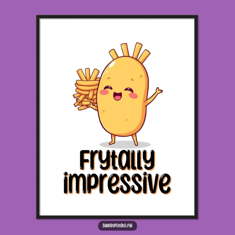 Funny Sweet Potato Fries Stack Poster - Whimsical Humorous Gift for Decor