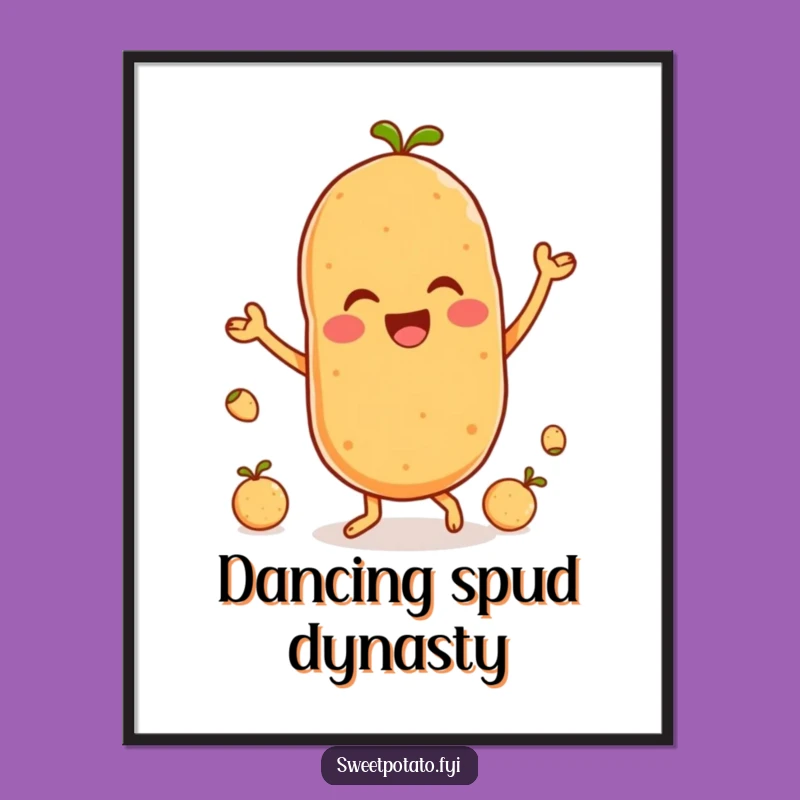Funny Dancing Sweet Potato Poster - Vibrant Spud Party Vegetable Art Gift
