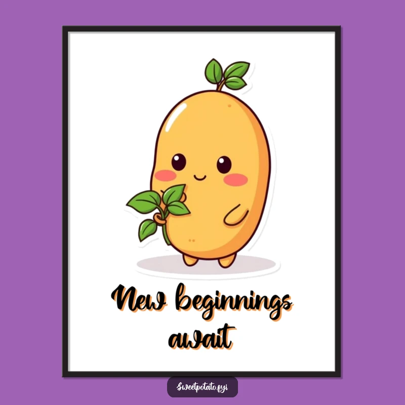 Funny Sprout Sweet Potato Poster - Grow Your Walls with Sweet Humor!