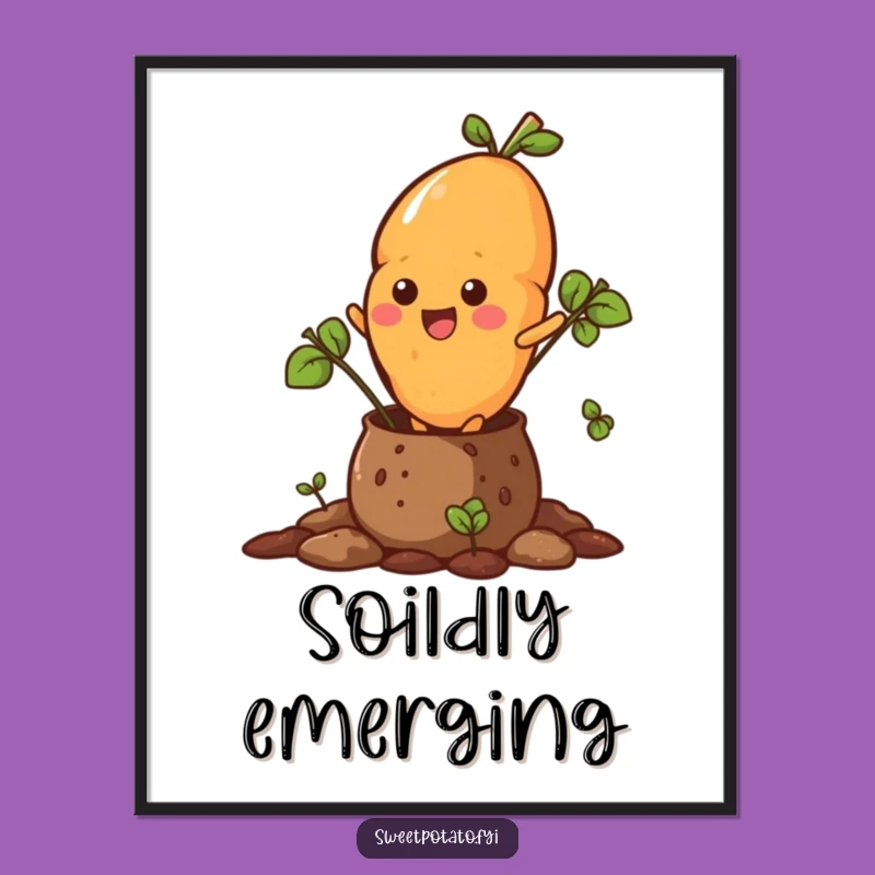 Funny Sweet Potato Burst Poster - Dramatic Spud Escape, Wall Art Gift!