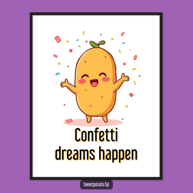 Funny Sweet Potato Confetti Poster - Vibrant Festive Vegetable Art Gift