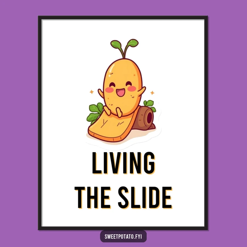 Funny Sweet Potato Yam Slide Poster - Vibrant Vegetable Art Print Gift