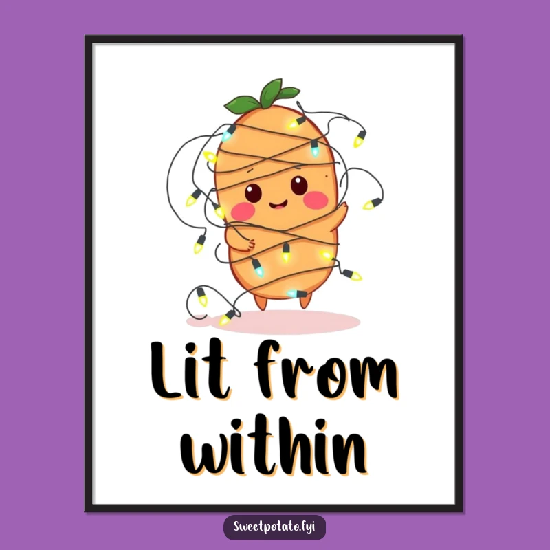 Funny Sweet Potato Lights Poster: Whimsical Tangled Spud Art, Great Funny Gift