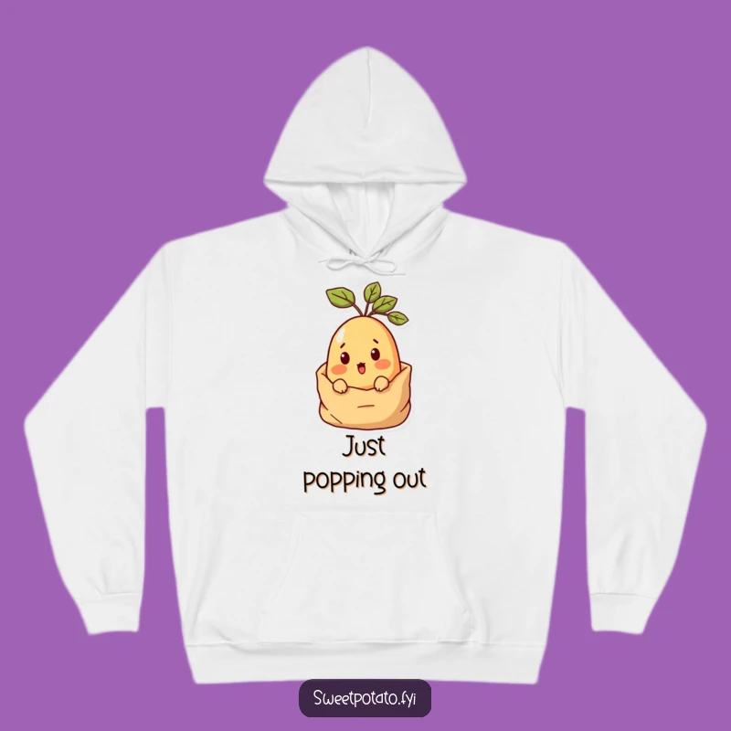 Funny Surprised Sweet Potato Hoodie: Cozy Peeking Sack Design for a Hilarious Gift