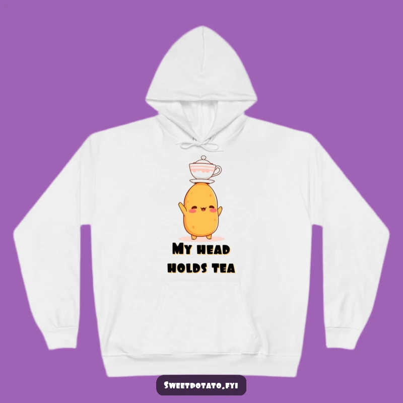 Funny Sweet Potato Balance Hoodie: Cozy Teacup Head Spud, Perfect Funny Gift