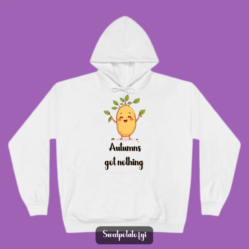 Funny Sweet Potato Juggling Leaves Hoodie - Stay Cozy with Veggie Humor