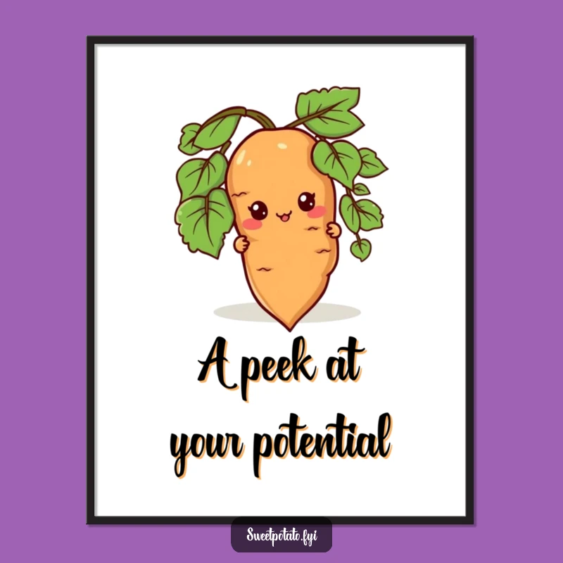 Free Printable Wall Art: Peek-a-Boo Sweet Potato Fun, Funny Downloadable Decor