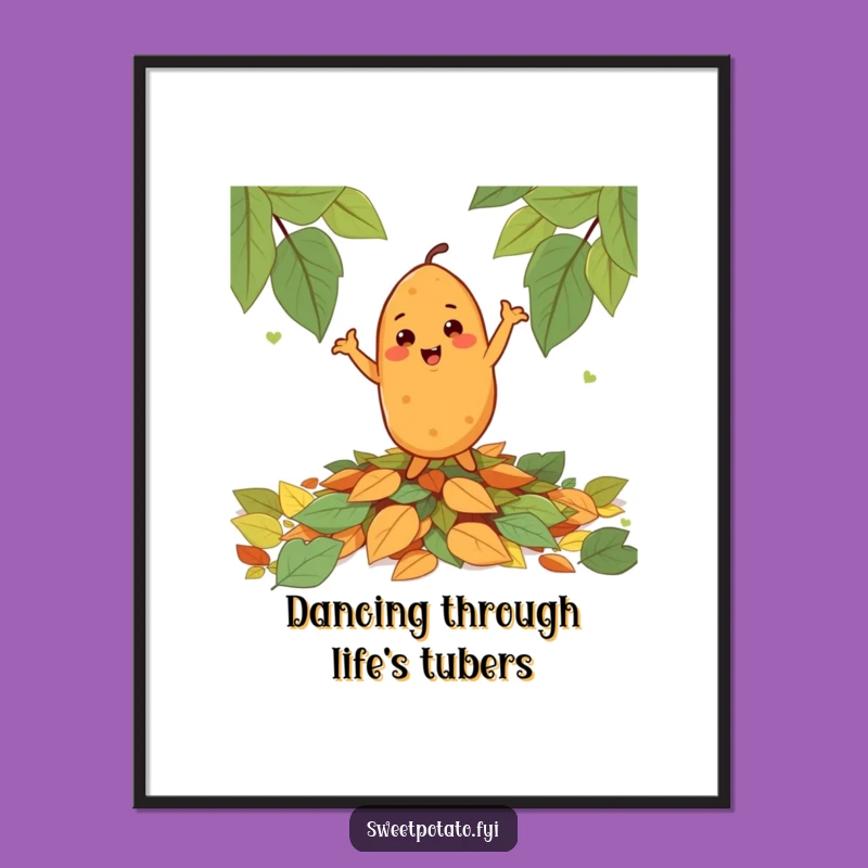 Free Printable Funny Dancing Sweet Potato Wall Art - Humorous Downloadable Decor