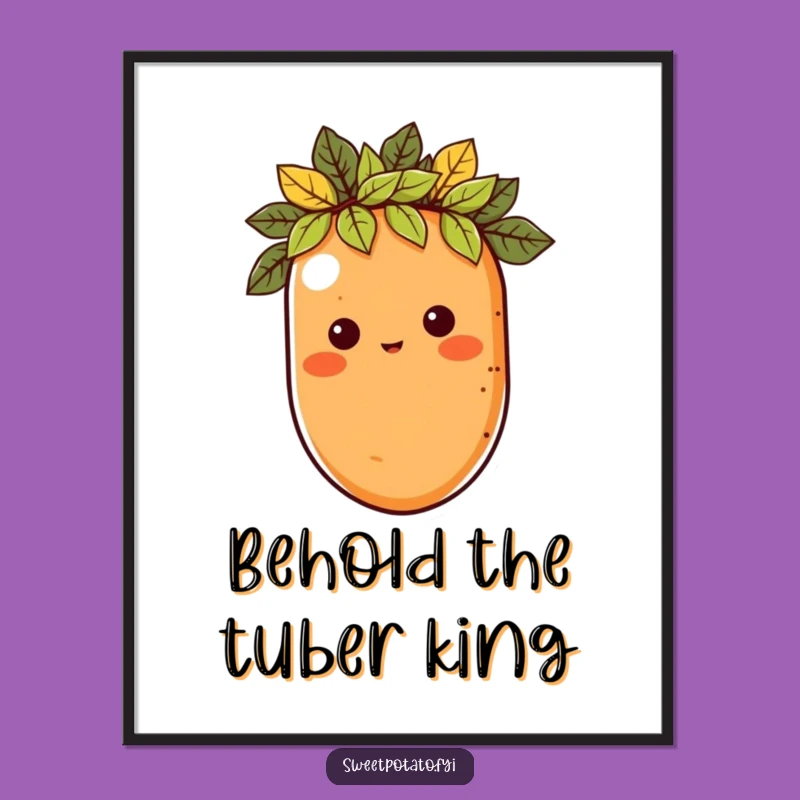 Free Printable Wall Art: Regal Sweet Potato Crown, Funny Downloadable Decor