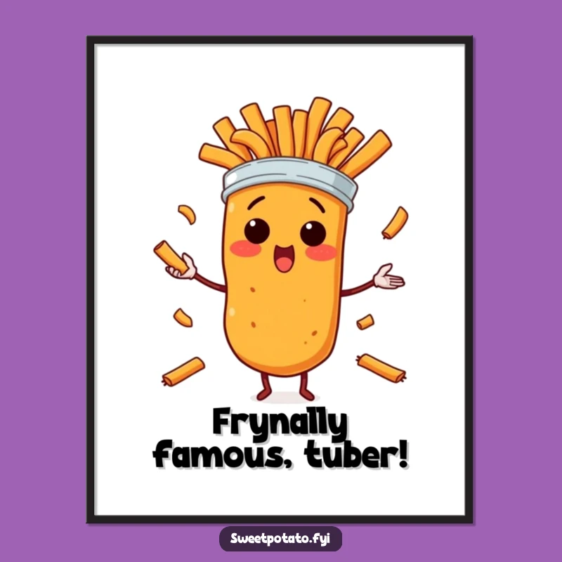 Free Printable Wall Art: Juggling Sweet Potato Fries - Funny Downloadable Food Art