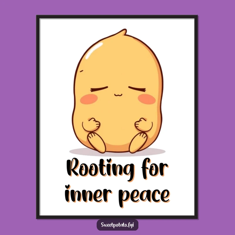 Funny Free Printable Wall Art: Meditating Sweet Potato, Humorous Downloadable Decor for Serenity