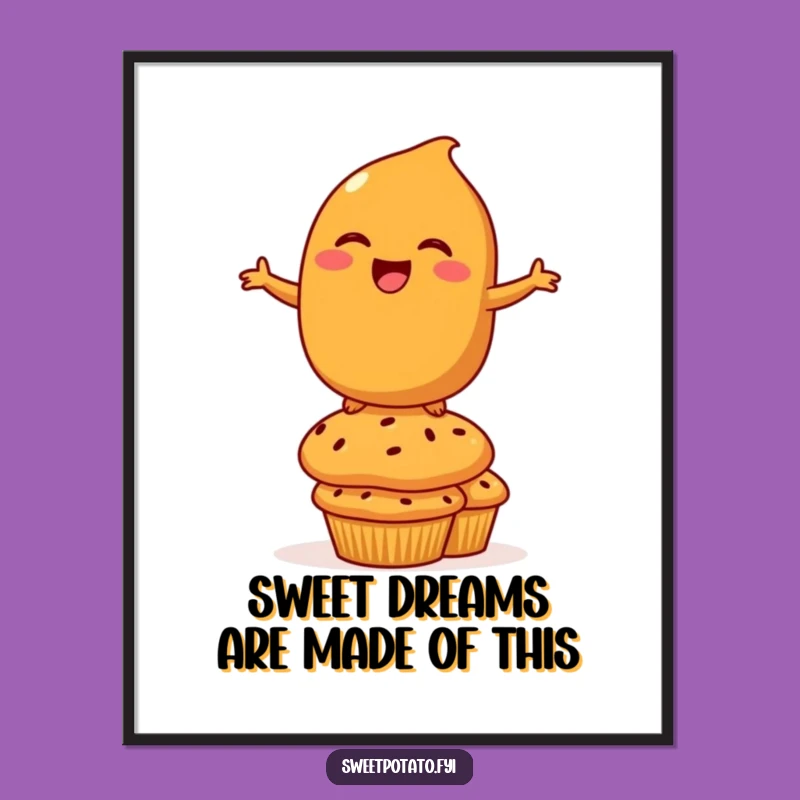 Funny Free Printable Wall Art: Sweet Potato Balancing Muffins Downloadable Art