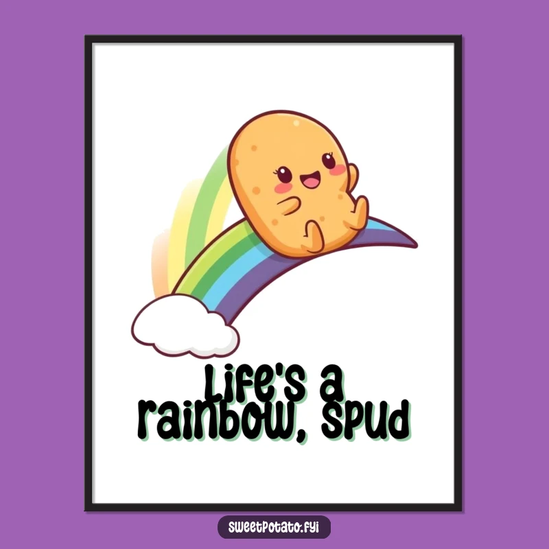 Funny Free Printable Sweet Potato Rainbow Art - Downloadable Whimsical Wall Decor