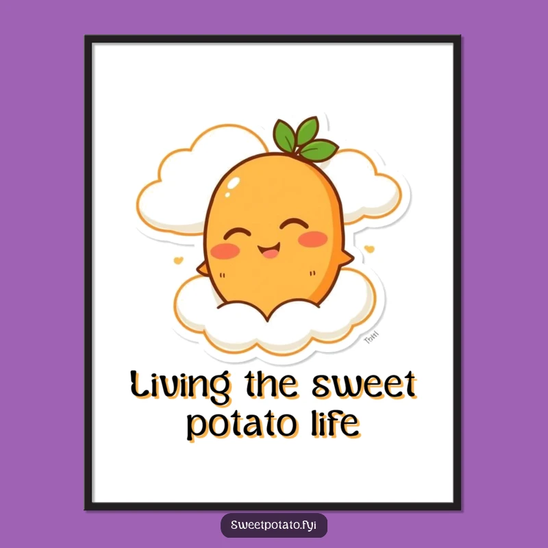 Free Printable Wall Art: Sweet Potato Cloud Ride - Funny Downloadable Whimsy