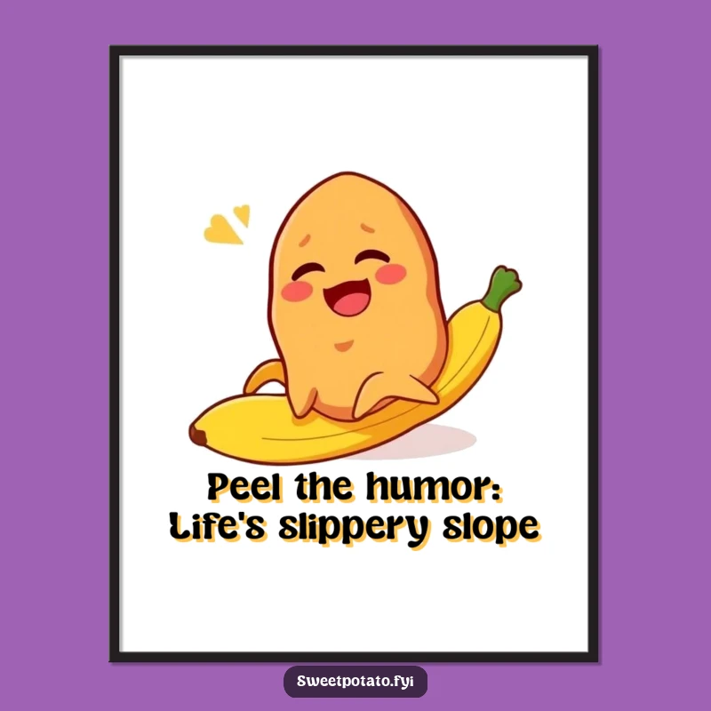 Free Printable Wall Art: Laughing Sweet Potato Banana Peel Funny Downloadable Decor